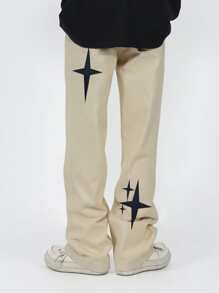 Manfinity Hypemode Loose Fit Men's Star Print Sweatpants With Drawstring Waist - Apricot - View 2