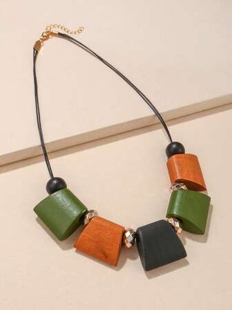 木頭珠子裝飾項鍊