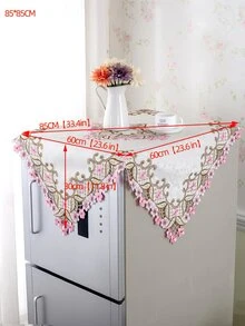 1 Thêu Hoa Vỏ Bọc Tủ Lạnh, Polyester Hiện Đại Vỏ Bọc Tủ Lạnh Cho Gia Đình - Màu be - Xem 4