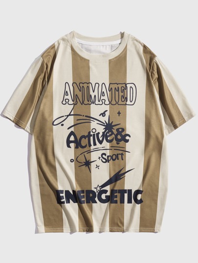 Guys Striped & Letter Graphic Tee
