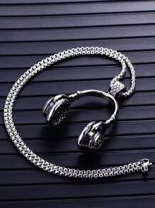 PC Tai Nghe Hip Hop Ngộ Nghĩnh Mặt Dây Chuyền Vòng Cổ Cho Nam Trang Trí Hàng Ngày - Bạc - Xem 1