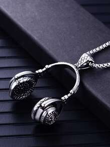 PC Tai Nghe Hip Hop Ngộ Nghĩnh Mặt Dây Chuyền Vòng Cổ Cho Nam Trang Trí Hàng Ngày - Bạc - Xem 3