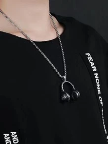 PC Tai Nghe Hip Hop Ngộ Nghĩnh Mặt Dây Chuyền Vòng Cổ Cho Nam Trang Trí Hàng Ngày - Bạc - Xem 4