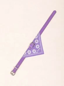 1pc Floral Print Pet Bandana Collar - Purple - View 2