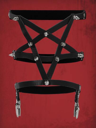 Grunge Punk حزام جارتر مزين بالدبابيس