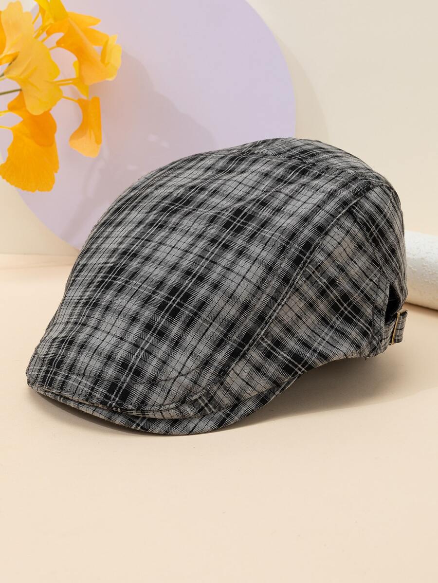 男士格紋圖案鴨舌帽 - 彩色 - 查看 1