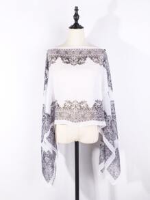 Floral Print Shawl - Multicolor - View 1