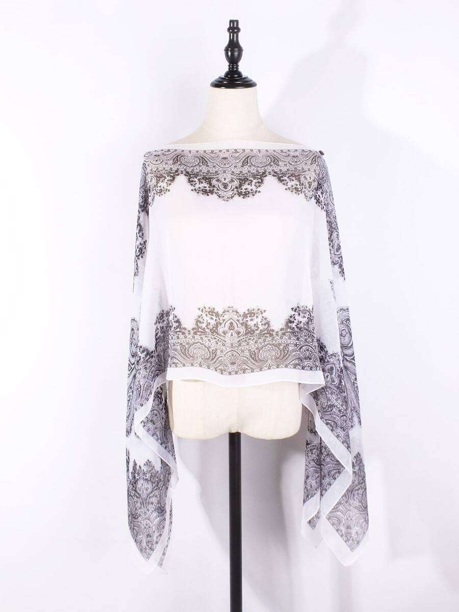 Floral Print Shawl - Multicolor - View 1