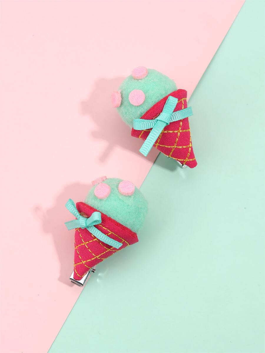 2 cái kẹp tóc trang trí kem cho bé gái - Nhiều màu - Xem 1