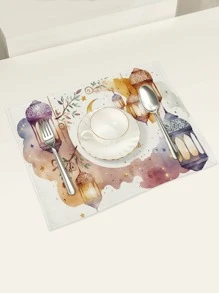 1 pieza Mantel individual Ramadán luna & linterna moderno poliéster para Vajilla mesa - Multicolor - Ver 2