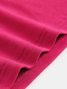 SHEIN BASICS Plus Solid V Neck Bodycon Dress - Hot Pink - View 6