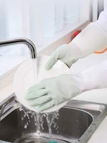 1對乳膠家用手套漸層家用洗碗手套