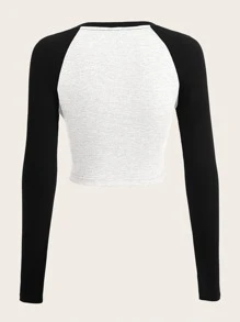 SHEIN EZwear 标语图案插肩袖短款 T 恤 旅行计划 幸福就是一切 让我们疯狂起来 - 白色 - 查看 2