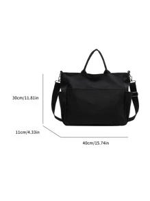 轻便、商务休闲简约大容量单肩托特包，适合少女、女大学生、新秀和白领，非常适合办公室、大学、工作、商务、通勤、户外、旅行、郊游书包，大容量、便携、轻便、行李带设计，适合少女、女大学生，非常适合返校、中学、高中、购物、度假、户外、旅行、郊游，大号学校手提包，多个隔层，非常适合海滩、学校、工作和日常使用，文学学校包和书包，适合女性或学生，非常适合书籍、购物、返校等 - 黑色 - 查看 5