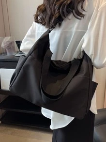 轻便、商务休闲简约大容量单肩托特包，适合少女、女大学生、新秀和白领，非常适合办公室、大学、工作、商务、通勤、户外、旅行、郊游书包，大容量、便携、轻便、行李带设计，适合少女、女大学生，非常适合返校、中学、高中、购物、度假、户外、旅行、郊游，大号学校手提包，多个隔层，非常适合海滩、学校、工作和日常使用，文学学校包和书包，适合女性或学生，非常适合书籍、购物、返校等 - 黑色 - 查看 7