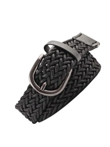 Cinturón trenzado con hebilla metálica - Negro - Ver 2