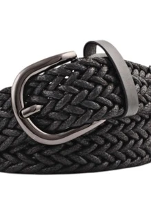 Cinturón trenzado con hebilla metálica - Negro - Ver 3