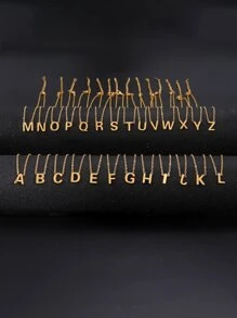 1pc Letter Charm Necklace, Stainless Steel Jewelry - Yellow Gold - View 1