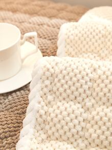 1pc Floral Pattern Colorblock Sofa Towel, Modern Polyester Sofa Cover Blanket For Home - Khaki - View 7