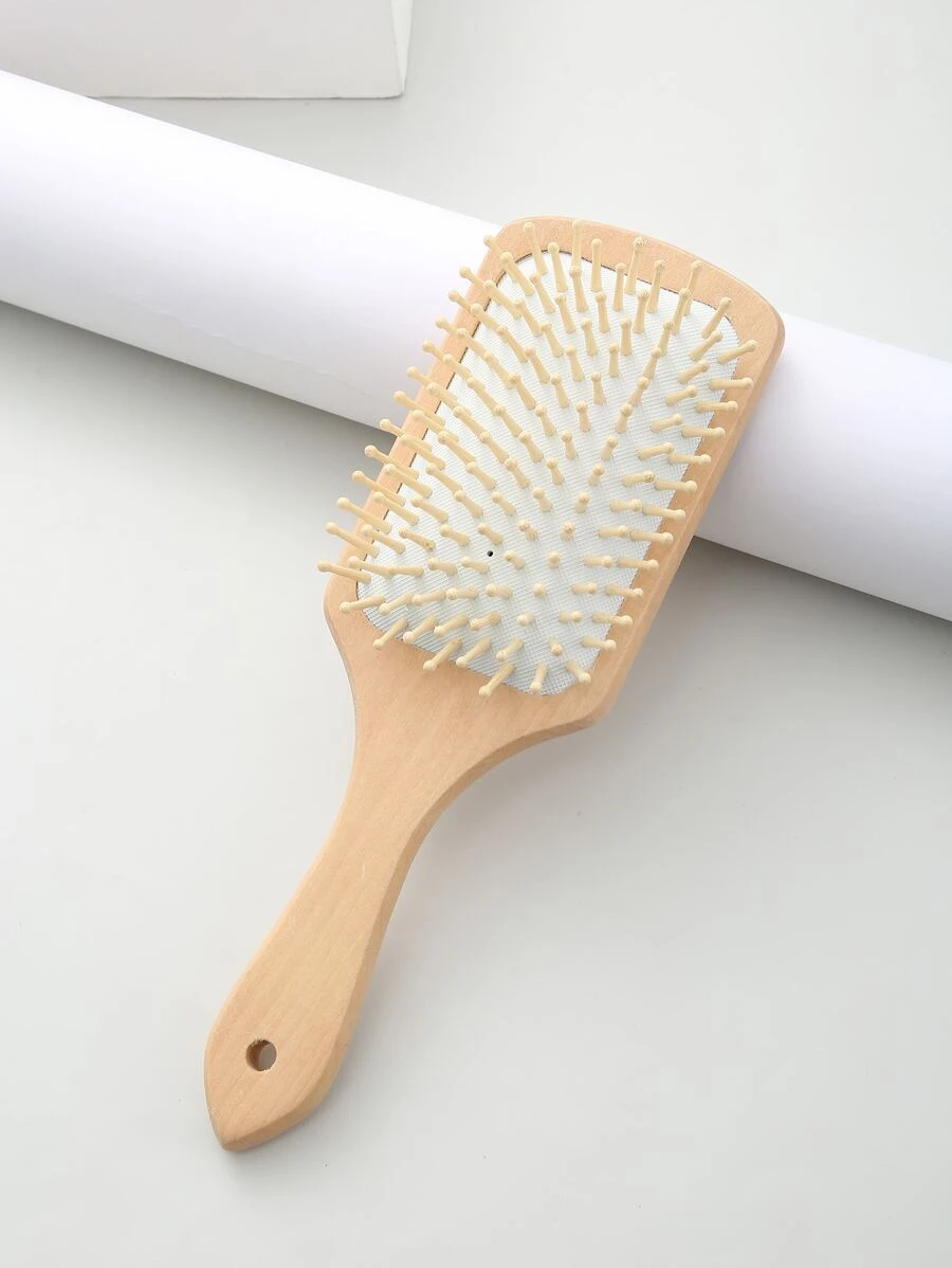 天然木质大号桨式按摩气囊发梳，返校、旅行度假必备品，女士发饰