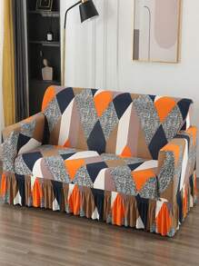 1pc Geometric Pattern Sofa Slipcover, Modern Polyester Sofa Slipcover For Home - Multicolor - View 1