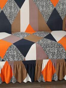 1pc Geometric Pattern Sofa Slipcover, Modern Polyester Sofa Slipcover For Home - Multicolor - View 5