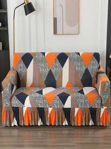 1pc Geometric Pattern Sofa Slipcover, Modern Polyester Sofa Slipcover For Home - Multicolor - View 6