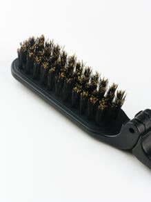 1 cepillo de barba de cerdas plegables negras, cepillo de barba masculino, peine de barba portátil peinado y peine de melena de escaneo - Negro - Ver 4