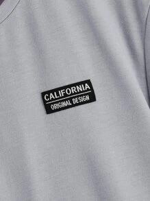 SHEIN 男孩標語和棕櫚樹印花落肩T恤 - 淺灰色 - 查看 3