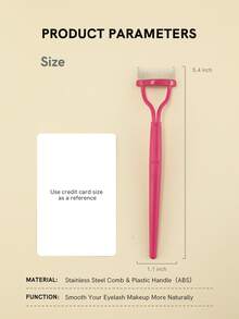 Foldable Portable Metal Needle Eyelash Comb 1pc - Hot Pink - View 7