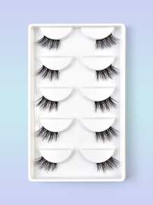 5pairs 15mm Cat Eye False Eyelashes - Black - View 1