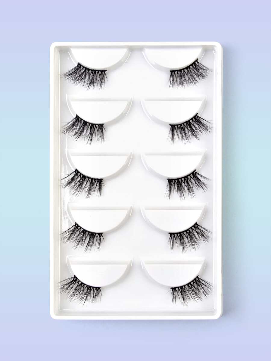 5pairs 15mm Cat Eye False Eyelashes - Black - View 1