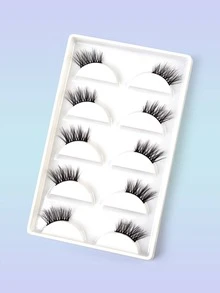 5pairs 15mm Cat Eye False Eyelashes - Black - View 2