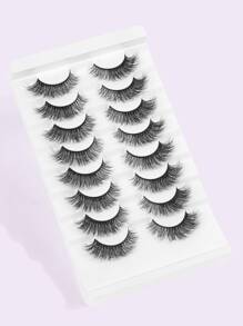 MAGEFY 8Pairs Of Natural Full False Eyelashes&1pc Disposable Eyelash Brush,Fluffy Slim For Everyday Use Manga Eyelashes, Travel Essentials - 黑色 - 查看 2