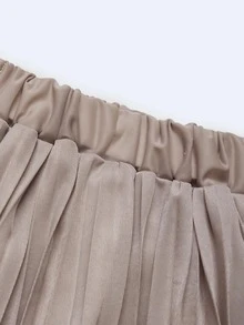 SOLOCOTE Girls Solid Pleated Skirt - Khaki - View 6