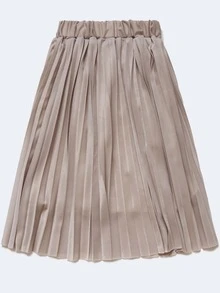 SOLOCOTE Girls Solid Pleated Skirt - Khaki - View 4
