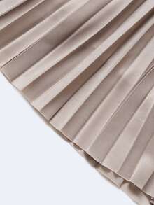 SOLOCOTE Girls Solid Pleated Skirt - Khaki - View 3