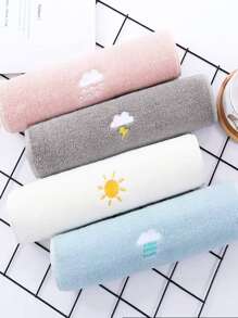 1入組粉色雲朵刺繡面巾梭織面料浴室潔面布 - 淺粉色 - 查看 4