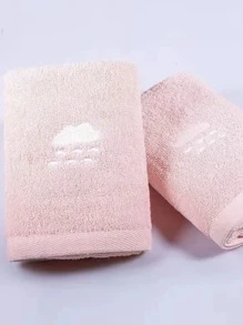 1入組粉色雲朵刺繡面巾梭織面料浴室潔面布 - 淺粉色 - 查看 5
