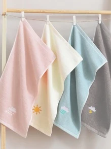 1入組粉色雲朵刺繡面巾梭織面料浴室潔面布 - 淺粉色 - 查看 2