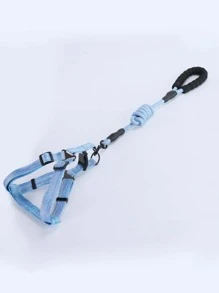 1pc Geometric Pattern Pet Harness & 1pc Leash - Baby Blue - View 1