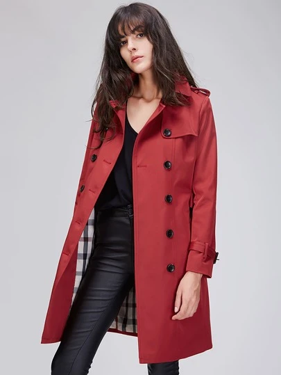 JAZZEVAR معطف مطر صف ازرار مزدوجة حزام