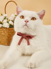 1入組人造珍珠裝飾寵物項圈 - 紅色 - 查看 4