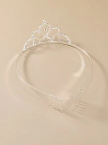 Rhinestone Crown Decor Headband - Silver - View 2