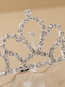Rhinestone Crown Decor Headband - Silver - View 3