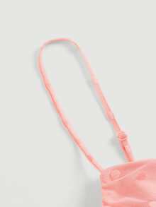 SHEIN MOD Vestido de tirantes bajo con fruncido pecho con fruncido de malla - Rosa coral - Ver 8