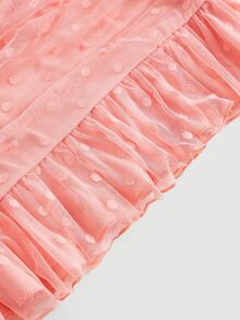 SHEIN MOD Vestido de tirantes bajo con fruncido pecho con fruncido de malla - Rosa coral - Ver 7