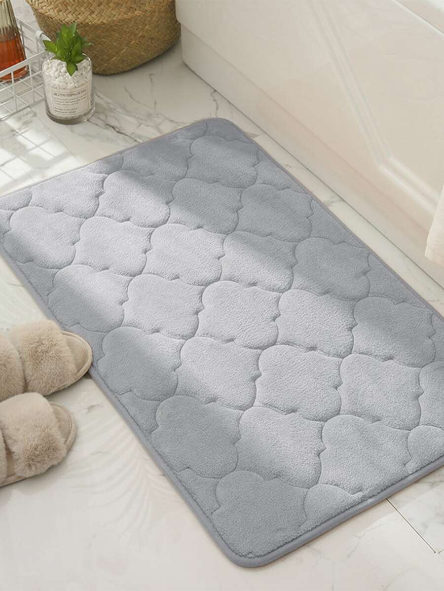 1入組幾何紋理浴墊浴室現代滌綸吸水浴墊 - 淺灰色 - 查看 1