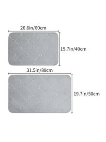 1入組幾何紋理浴墊浴室現代滌綸吸水浴墊 - 淺灰色 - 查看 2