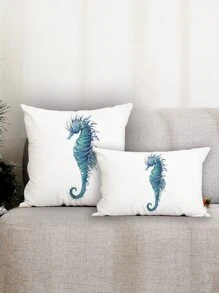 1入組海馬圖案靠墊套家居布藝裝飾抱枕套 - 彩色 - 查看 1